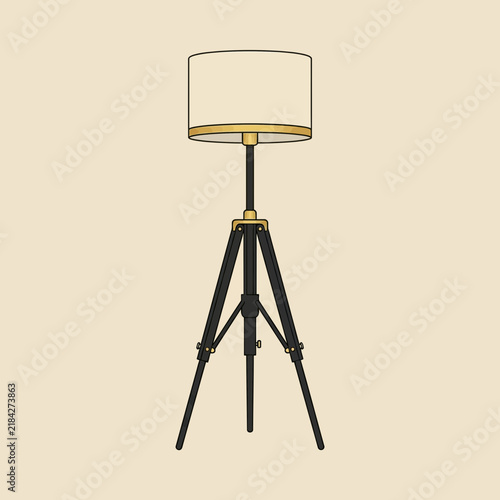 Elegant Tripod Floor Lamp with Gold Accents and Drum Shade