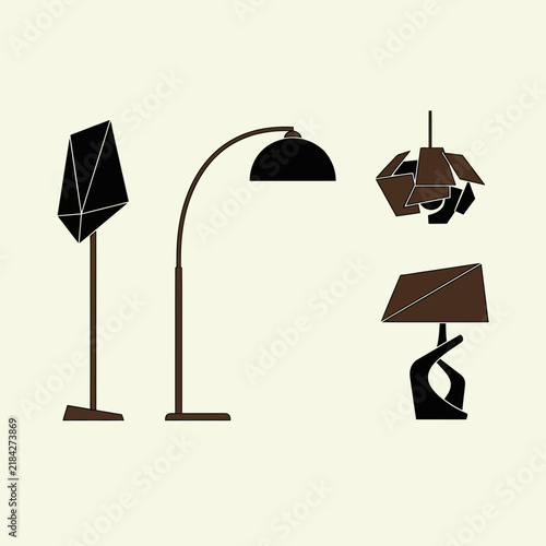 Modern interior lighting fixture collection with minimalist geometric lamp designs
