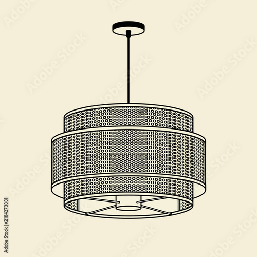 Modern Minimalist Tiered Pendant Lamp with Perforated Pattern Illustration