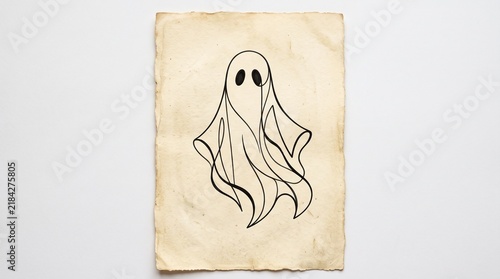 Vintage Style Ghost Illustration on Aged Paper