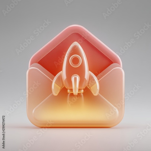 Rocket inside an envelope with a gradient icon design showing launch concept