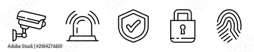 Foto Set de 5 iconos de seguridad y alarma