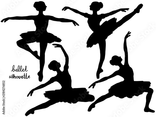 Quadro su tela Elegant ballet dancer silhouettes in various graceful poses