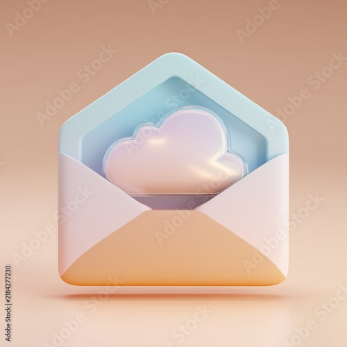 Cloud technology in a digital envelope with abstract design and pastel colors icon