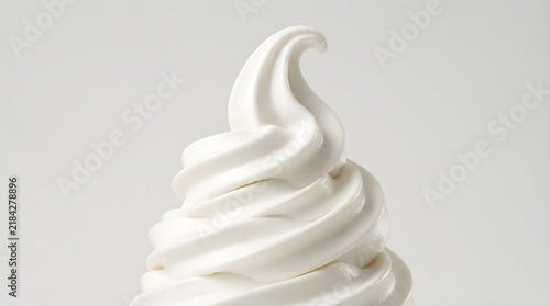 Close-up Studio Shot of Creamy Vanilla Soft Serve Ice Cream Swirl