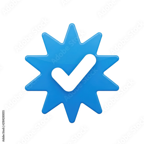Blue star shape with check mark icon vector