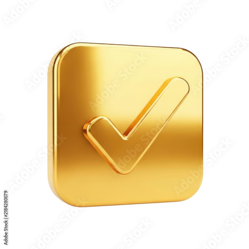 Gold checkmark icon symbol for success or approval