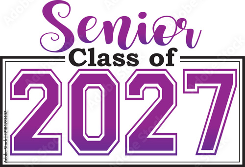 2027 senior class of 2027 boxed purple