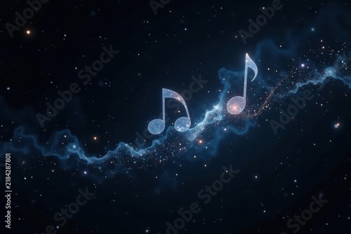 Celestial Symphony Ethereal Musical Notes Adrift in a Cosmic Nebula