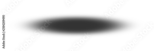 Realistic black oval drop shadow effect with smooth gradient blurred edges isolated on a clean white background.