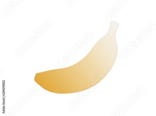 Illustrazione vettoriale minimalista di una banana con sfumatura dal giallo all'arancione, isolata su sfondo bianco per progetti di design grafico.