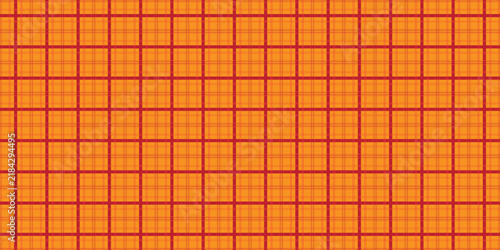 Bright orange plaid pattern with fine red intersecting lines forming a clean geometric grid, creating a bold autumn background for textiles, wallpaper, packaging, wrapping paper, and prints.