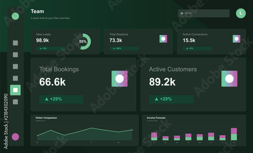 Modern dashboard showing user engagement analytics with colorful graphs Vector