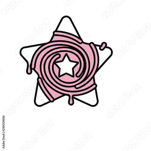 Pink Star with Swirl and Drips