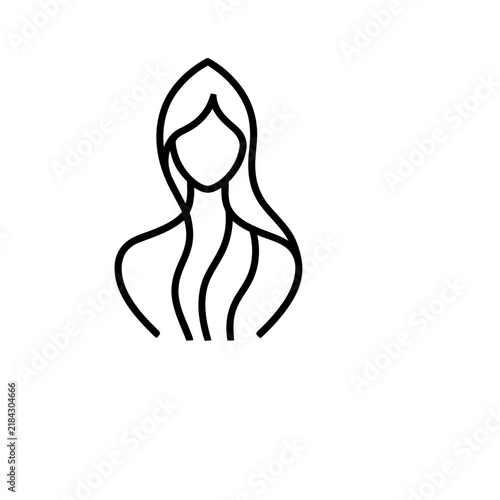 Stylized outline of a woman's head and shoulders