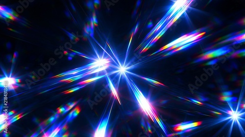 Abstract Dark Geometric Glass Prism Breaking Vibrant Light Rays Spectrum Refraction Concept Of Optical Technology Science And Quantum Optics