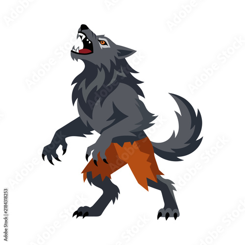 Howling werewolf monster character AQ