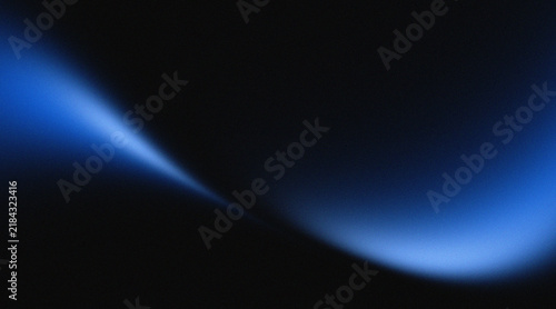 Abstract blue light gradient wave background on black backdrop dark noise texture.