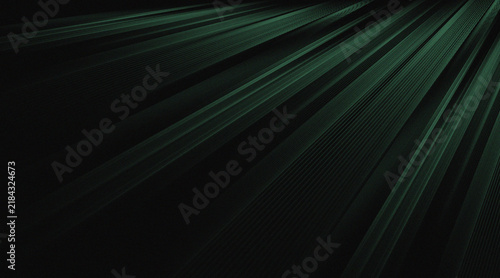 Abstract green smooth wave line on black background.