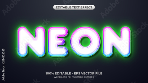3D futuristic bold neon text effect. Editable modern glowing retro style effect