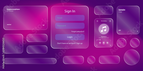music player liquid glass design user interface. transparent music interface Glass Buttons UI UX. smartphone music player interface for application, webs, etc