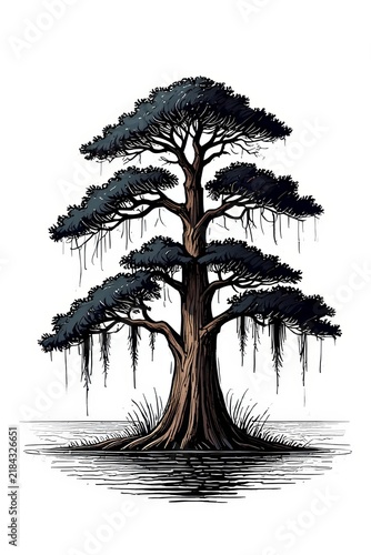 Stylized Illustration of a Majestic Bonsai Tree