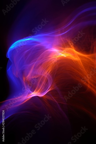 Abstract Swirls of Blue and Orange Light