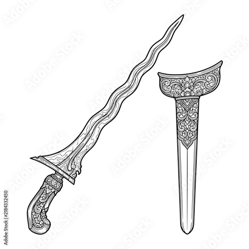 Bild auf Leinwand Traditional Indonesian Javanese Keris Dagger Cultural Heritage