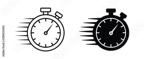 Bild auf Leinwand Time fast icon flat vector illustration featuring a thin line clock emblem symbo