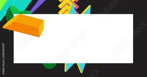 Geometrical graphic retro theme background animation with place for text. Minimal geometric elements frame video. Vintage abstract shapes for advertising.