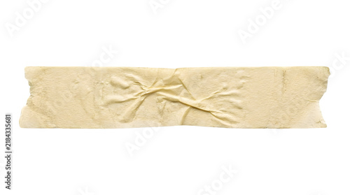 Masking tape strip with wrinkled texture showing light beige color and adhesive paper quality for craft projects and scrapbooking layouts isolated on transparent background