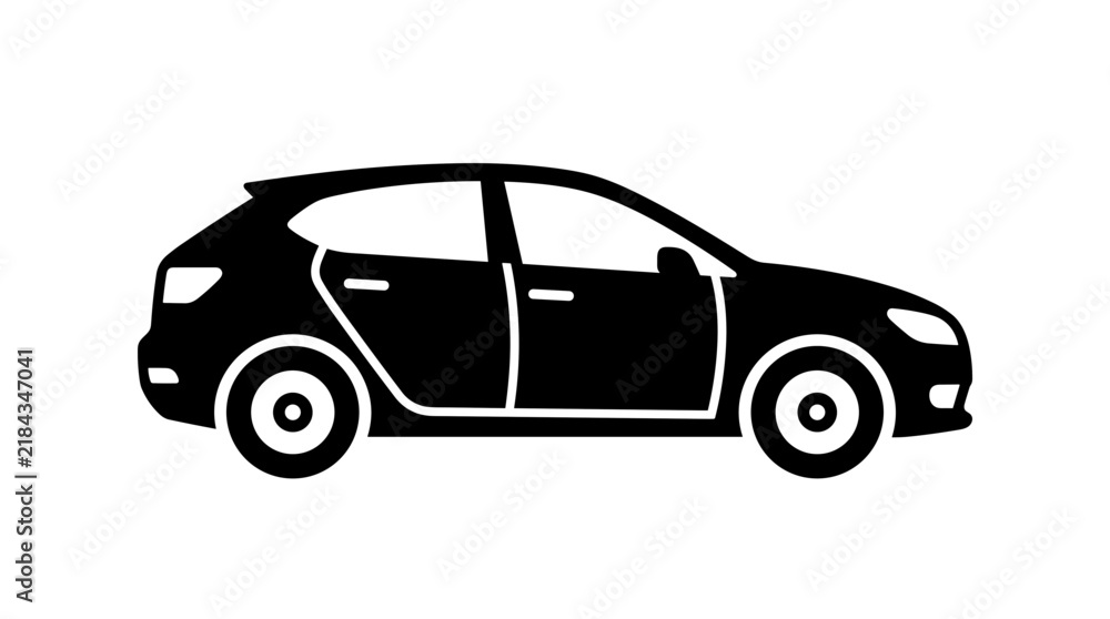 Fototapeta premium Black hatchback car icon
