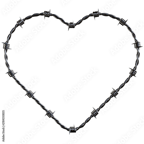 Metallic Barbed Wire Heart Shape