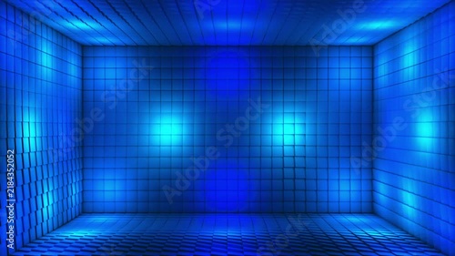 Broadcast Pulsating Switching Hi-Tech Blinking Illuminated Cubes Room Stage, Multi Color, Events, 3D, Loopable, 4K