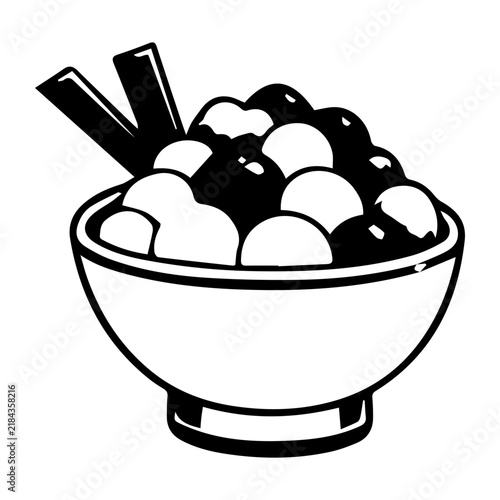 Japanese Food Illustration Set, Black and White Hand Drawn Clipart