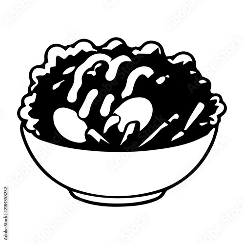 Japanese Food Illustration Set, Black and White Hand Drawn Clipart