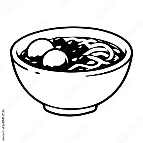 Japanese Food Illustration Set, Black and White Hand Drawn Clipart
