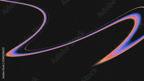 Obraz na płótnie Abstract dark background with grainy, noisy texture, flowing wavy curved lines in a blue, purple, and orange gradient