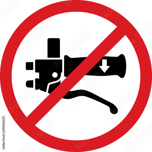 фотографія Prohibition sign for motorcycle throttle use, red circle with diagonal line over