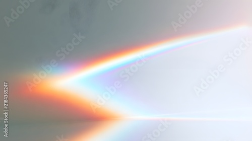 Prismatic Rainbow Light Leak Effect on Gray Background