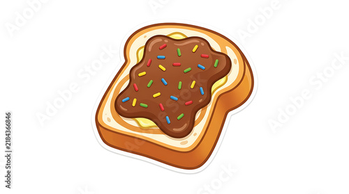 Colorful boterham met hagelslag cartoon bread slice with chocolate sprinkles, beloved Dutch breakfast treat perfect for kids' food designs