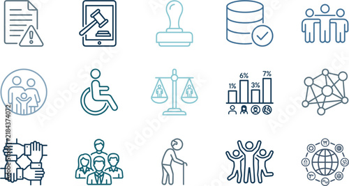 Social equality and human rights icon collection