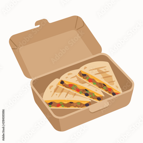Cheesy quesadilla slices in box