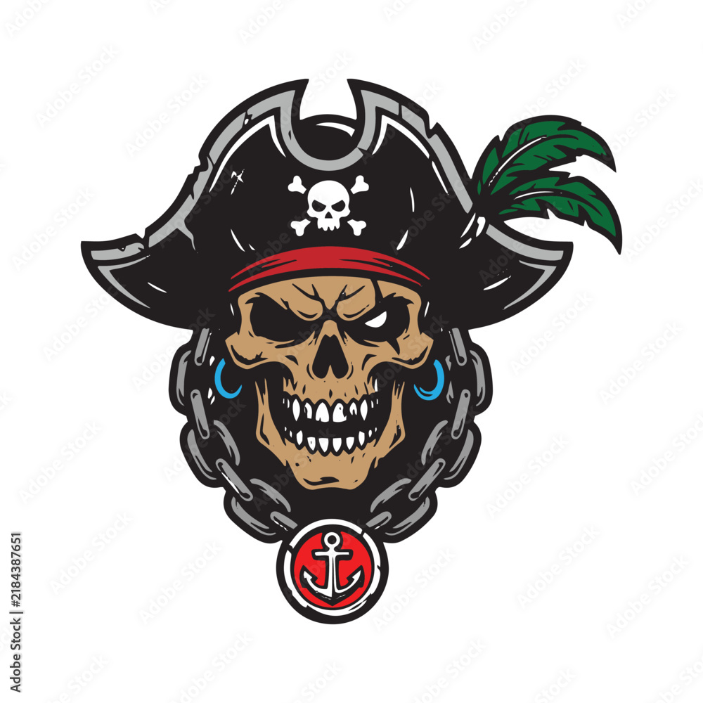 Fototapeta premium Pirate skull vector illustration design
