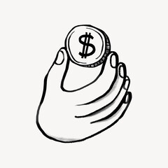Tableau sur toile Chambre d’enfants Hand holding coin, consumerism doodle  © Rawpixel.com