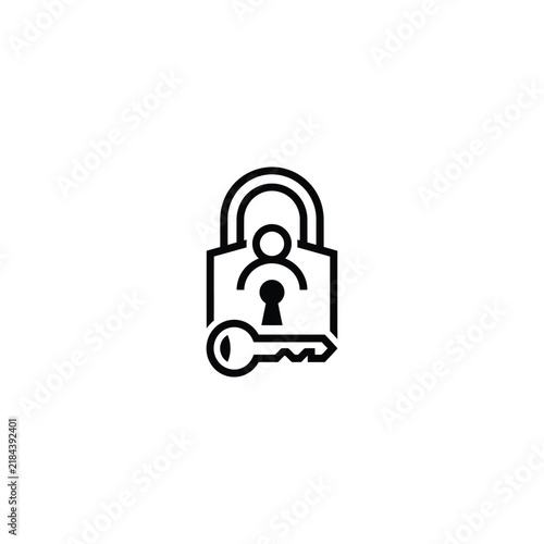Person silhouette with key unlocking padlock icon