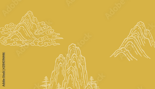 Chinese Style Vintage Landscape Mountain Background