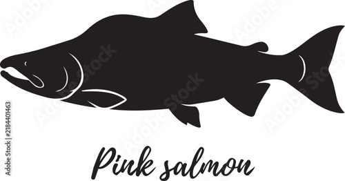 pink salmon fish silhouette vector illustration