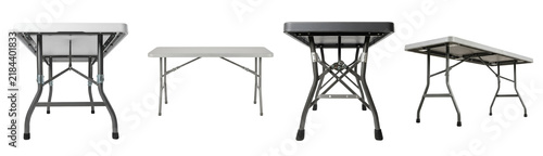Four folding tables on transparent background