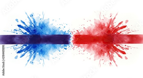 Vibrant Blue Red Ink Splash Explosion.